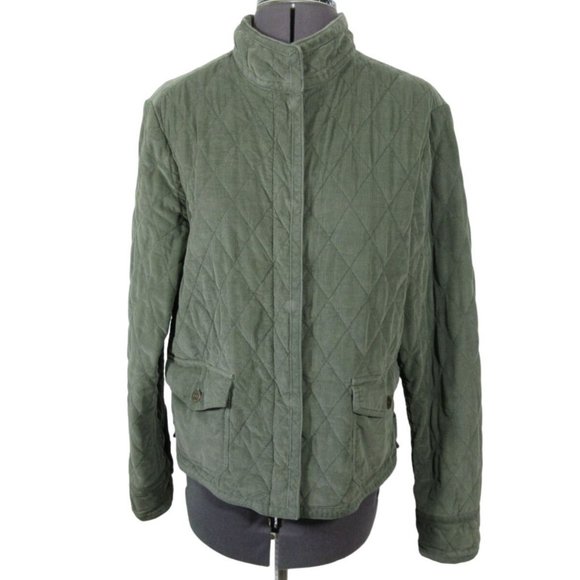 Eddie Bauer green corduroy quilted sporting jacket - Picture 1 of 11